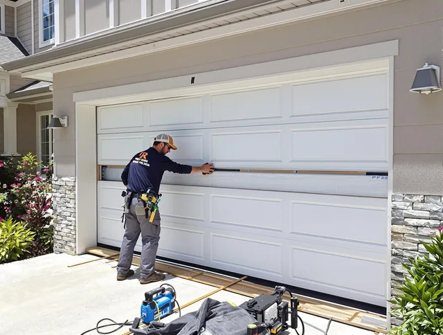 Rincon Garage Door Repair team performing complete garage door replacement at Rincon residence