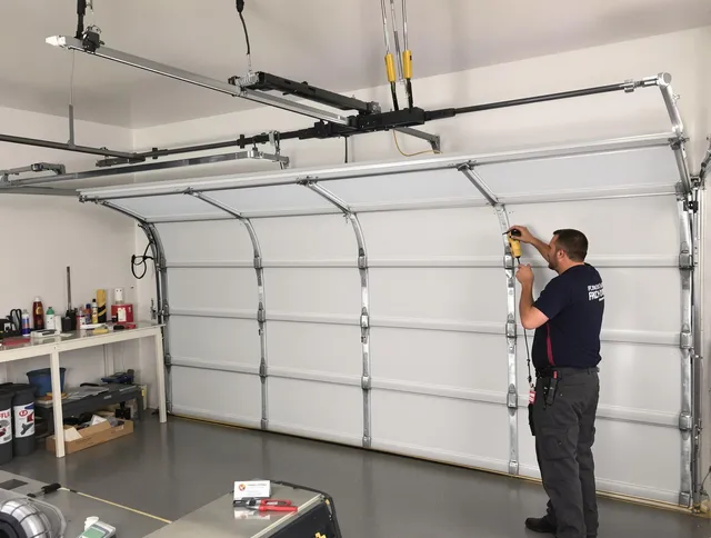 Rincon Garage Door Repair certified technician performing overhead door system repair in Rincon