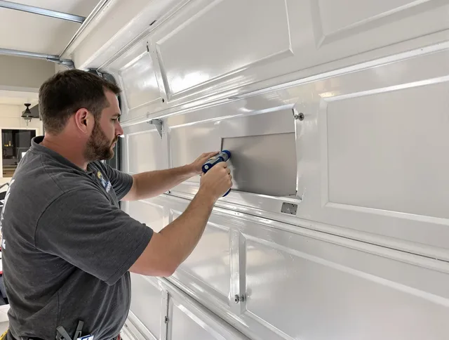Garage door panel repair by Rincon Garage Door Repair in Rincon