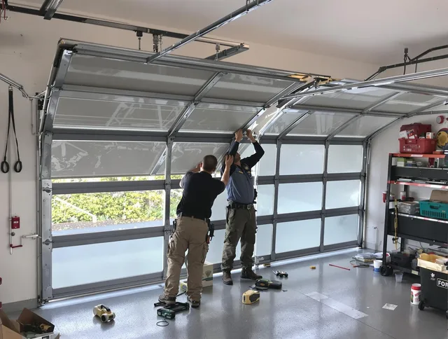 Rincon Garage Door Repair expert performing precise panel replacement on Rincon garage door